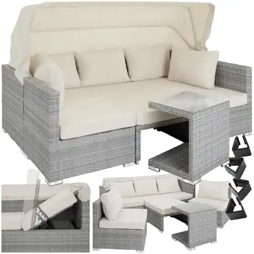 Rattan Sitzgruppe Sonneninsel von tectake Lounge Möbel Set für den Außenbereich