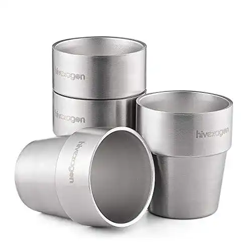 Edelstahlbecher Hivexagon 300ml Set aus 4 Doppelwandigen Bechern