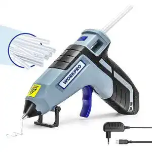 Akku-Heißklebepistole von WORKPRO kabellos mit 3,6V und 100 Minuten Laufzeit