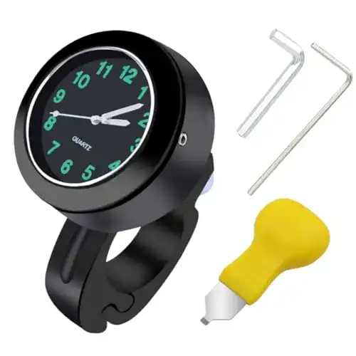 Motorrad-Uhr Tulov Schwarz für Lenker mit Durchmesser 22-25mm