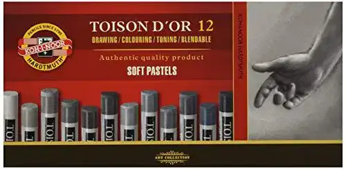 Pastellkreide Koh-I-Noor RotbArt Softn 12er Set in Graustufen