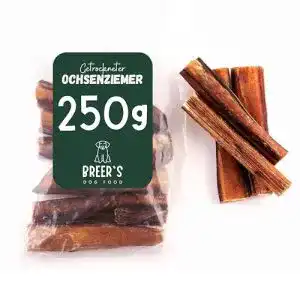 Ochsenziemer für Hunde – Getrocknete Kaustangen 20 cm 250g