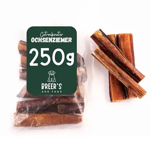 Ochsenziemer für Hunde – Getrocknete Kaustangen 20 cm 250g