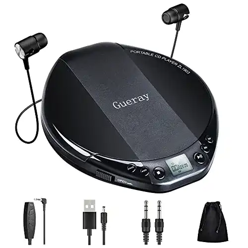 Gueray Tragbarer CD Player HiFi Classic mit Anti-Schock-System