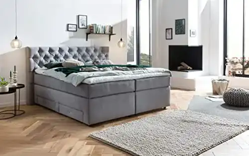 Boxspringbett 180×200 Belanoti Lara mit Stauraum und Chesterfield Kopfteil