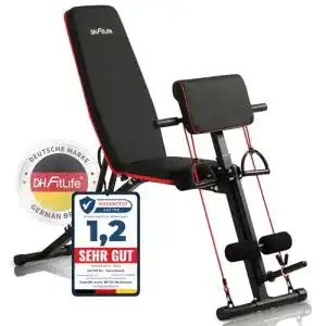 Curlbank DH Fitlife klappbare Hantelbank mit Beinstrecker