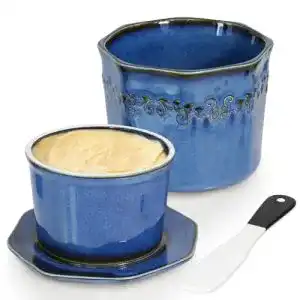 Französische Butterdose Hncy, 280g Wassergekühlt aus Keramik