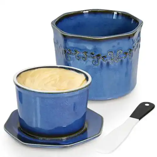 Französische Butterdose Hncy, 280g Wassergekühlt aus Keramik