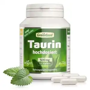 Taurin Greenfood 500 mg hochdosiert 120 vegane Kapseln