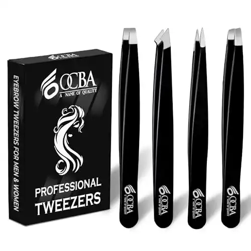 Augenbrauenpinzette OCBA in Silber für präzises Zupfen