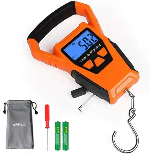 Digitale Fischwaage Aokuy mit Hängesystem und LCD-Display, 50 kg