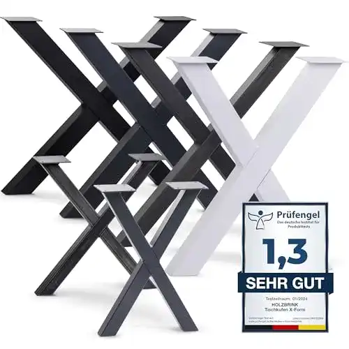 Tischbeine Metall Holzbrink Schwarz X-Form für Möbel