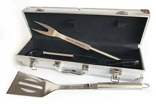 Grillkoffer mit individuell graviertem Grillbesteck für Männer