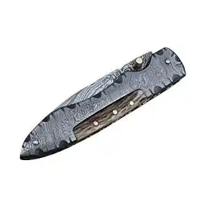Damast Jagdmesser von Perkin Knives mit Ledertasche