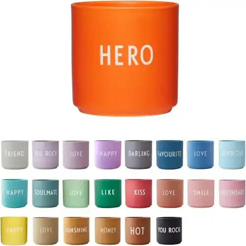 Kaffeetasse Design Letters Orange Hero Porzellanbecher für jeden Anlass