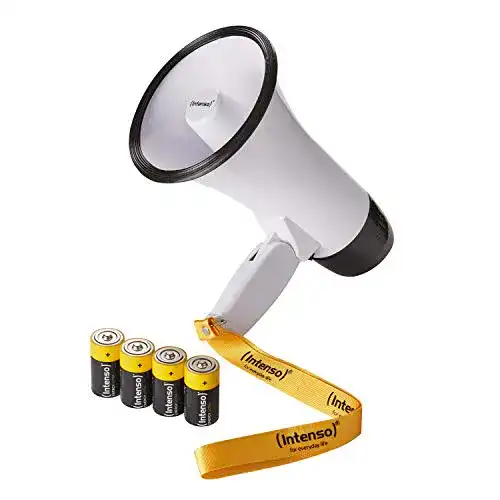 Megafon Intenso Fan mit Batterien, 14 x 22,5 x 14 cm, weiß