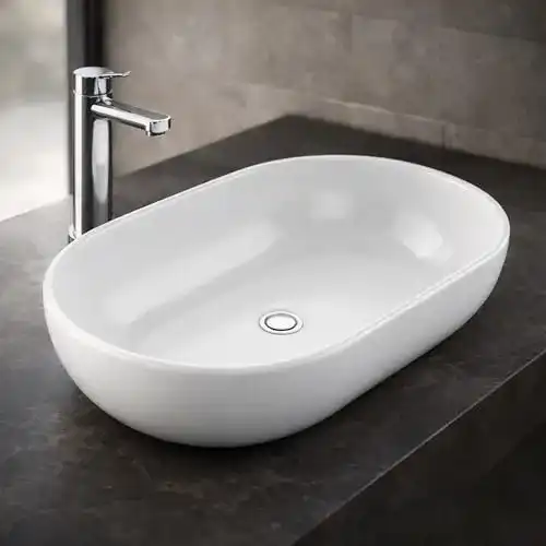 Waschbecken NEG Uno34A oval Aufsatz-Waschschale in Weiß