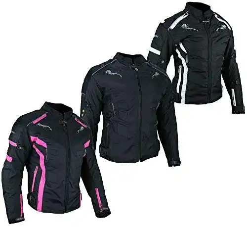 Motorradjacke für Damen von Heyberry in Schwarz Weiß Gr. XXL / 44