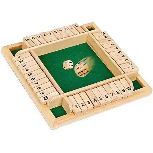 Shut the Box Actoys Spiel aus Holz mit 2 Würfeln