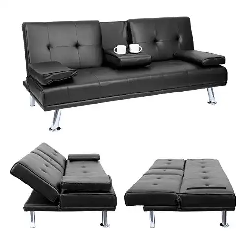 3-Sitzer Sofa Mendler HWC-F60 Schlafsofa mit Tassenhalter