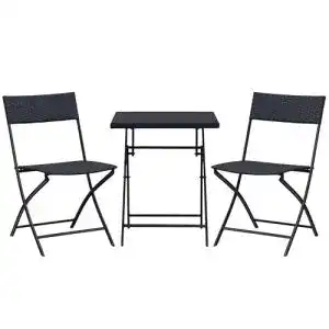 Gartentisch mit Stühlen Outsunny Bistroset aus Polyrattan, 3-teilig