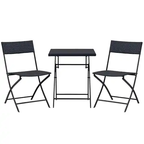 Gartentisch mit Stühlen Outsunny Bistroset aus Polyrattan, 3-teilig