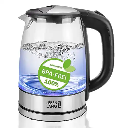 Design Wasserkocher von Lebenlang aus Glas, elektrisch und leistungsstark