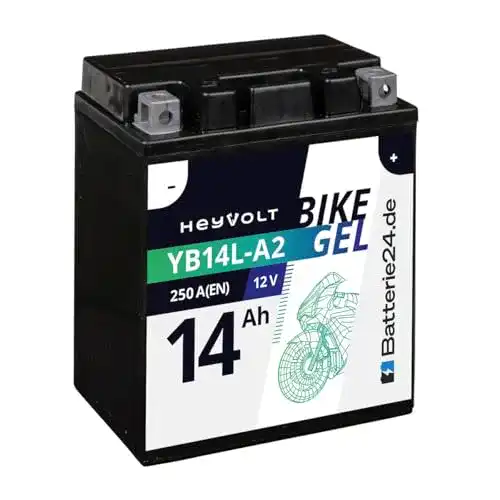 Motorradbatterie 12 V 14 Ah HeyVolt GEL für verschiedene Motorradtypen