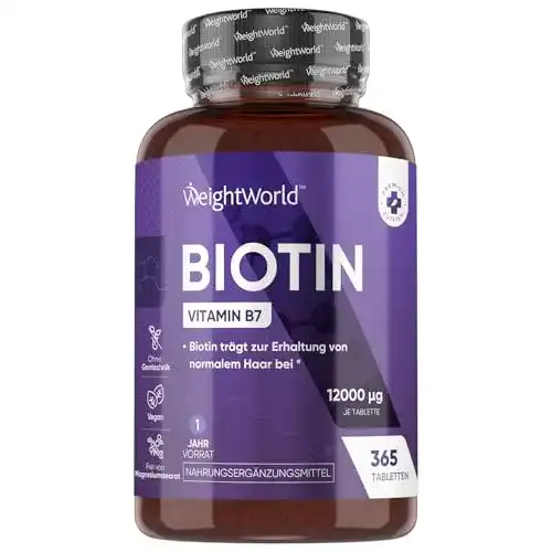 Biotin Tabletten 12.000μg für Haare, Haut und Bartwuchs