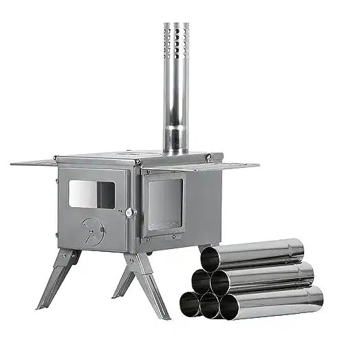 Zeltofen CampFeuer aus Edelstahl, 51,5 x 42 x 216 cm, silber
