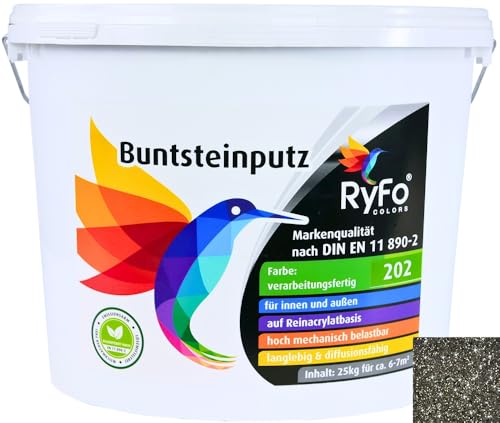 Buntsteinputz RyFo Colors mit Glitzereffekt, schwarz, 25 kg