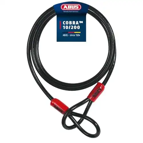 ABUS Cobra 10/200 Fahrradschloss – Langes Stahlseil mit Kunststoffummantelung