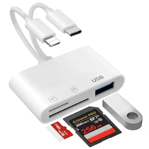 SD-Kartenleser für iPhone und Android Denlane 5-in-1 mit USB-C und Lightning