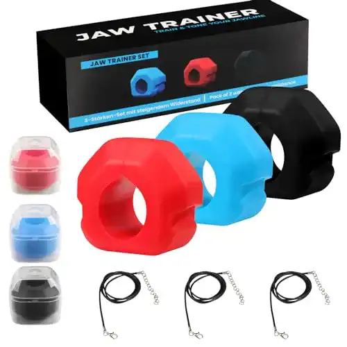 Jawline Trainer Powzdi Kiefertrainer für Gesicht mit Widerstandsstufen
