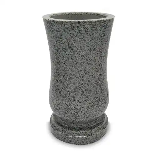 Grabvase Vershy grün Iberis aus Kunstharz mit Granitoptik Kuru Grey
