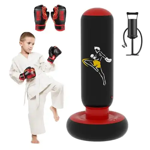 QPAU Boxsack für Kinder, 168 cm hoch, ideal für Sport und Training