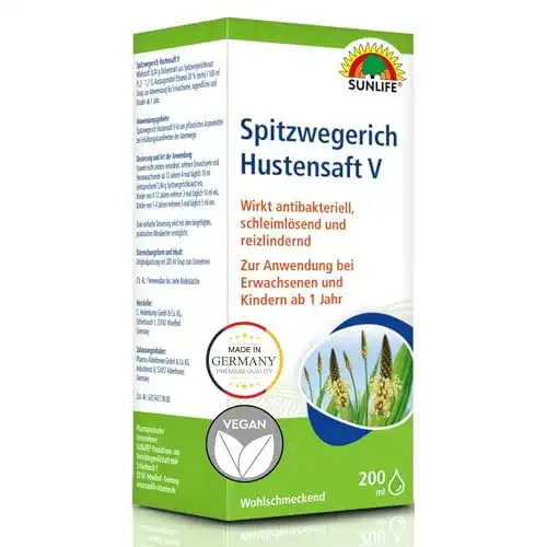 Spitzwegerich Hustensaft von Sunlife 200 ml – Pflanzliche Hustenhilfe