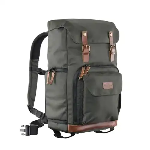 Fotorucksack Mantona Luis Retro mit Echtleder-Details