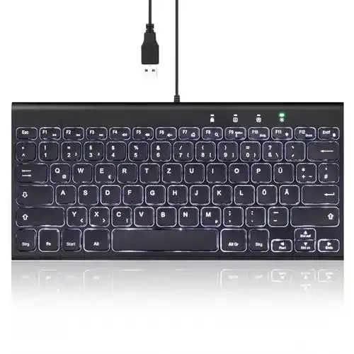 Mini-Tastatur Perixx PERIBOARD-429 DE mit Kabel und Hintergrundbeleuchtung