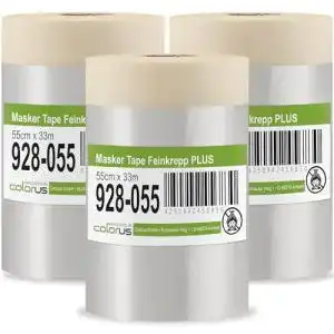 Abdeckfolie Colorus mit 3 Rollen Masker Tape Feinkrepp 55 cm x 33 m