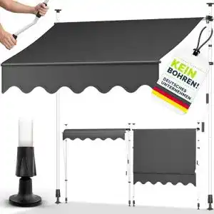 Klemmmarkise tillvex 150 cm in Grau mit Handkurbel für Balkon
