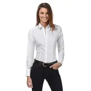 Vincenzo Boretti Damen Bluse leicht tailliert aus 100% Baumwolle