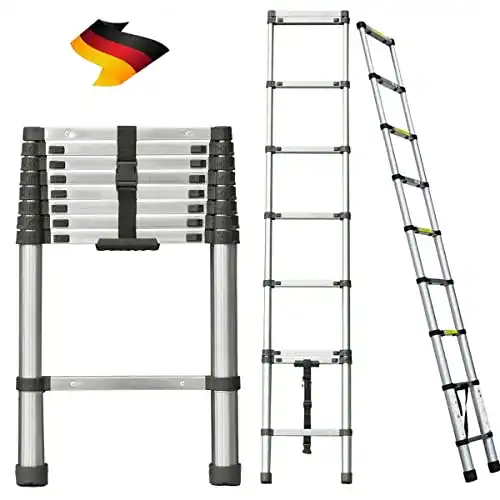 Anlegeleiter Yiyai 2,6 m Teleskopleiter aus Edelstahl