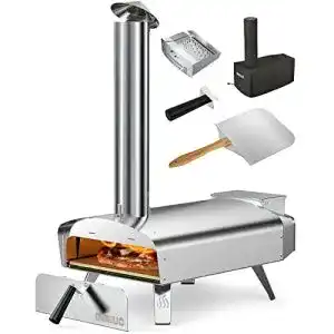 Tragbarer Pizzaofen für Garten und Outdoor mit Holz- und Pelletbefeuerung