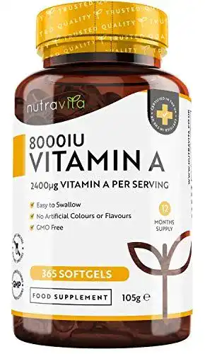Vitamin A Nutravita 8000 IE – 365 Kapseln mit Retinylpalmitat