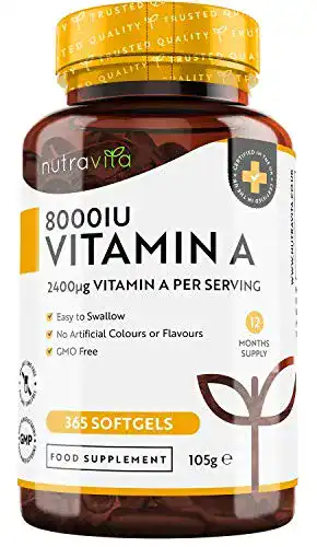 Vitamin A Nutravita 8000 IE – 365 Kapseln mit Retinylpalmitat
