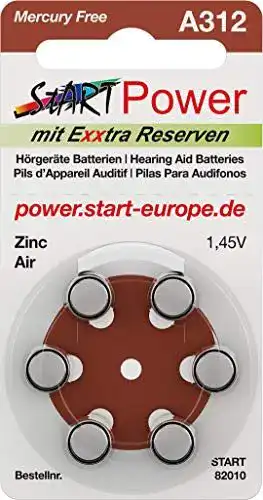 Hörgerätebatterien START 60 Stück Typ A312 PR41 1.45V 160mAh