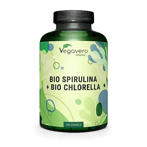 Vegavero Bio Spirulina Chlorella Kapseln, hochdosiert und vegan