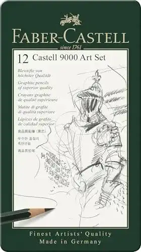 Faber-Castell Zeichentift Set CASTELL 9000, 12 Bleistifte, Härtegrade 8B-2H