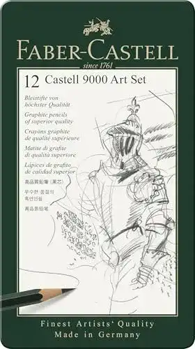 Faber-Castell Zeichentift Set CASTELL 9000, 12 Bleistifte, Härtegrade 8B-2H